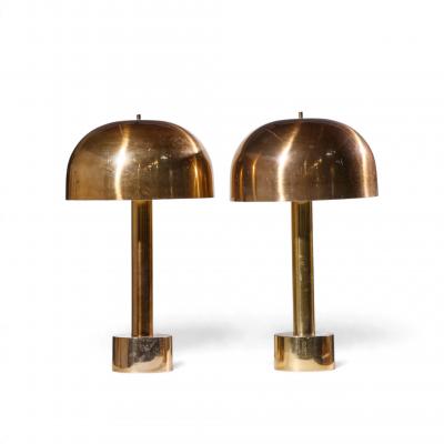 Robert Sonneman Sonneman Lighting Robert Sonneman for Laurel Mid Century Brass Dome Table Lamp Pair