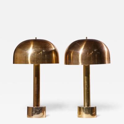 Robert Sonneman Sonneman Lighting Robert Sonneman for Laurel Mid Century Brass Dome Table Lamp Pair