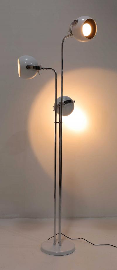 Robert Sonneman Sonneman Lighting Sonneman 3 Arm Oscillating Floor Lamp in Chrome and White