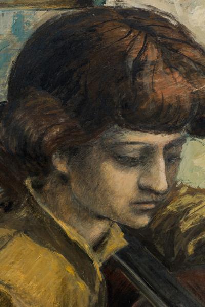 Robert Springfels Robert Springfels American Contemporary Boy with a Cello Oil on Board