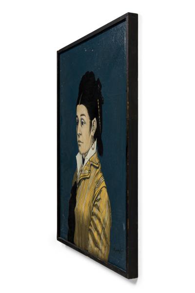 Robert Springfels Robert Springfels American Mid Century Portrait of a lady in yellow Oil on Canva
