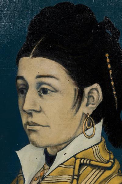 Robert Springfels Robert Springfels American Mid Century Portrait of a lady in yellow Oil on Canva