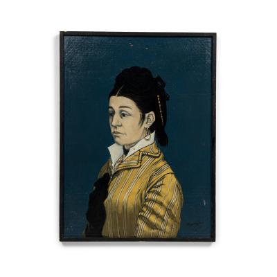 Robert Springfels Robert Springfels American Mid Century Portrait of a lady in yellow Oil on Canva