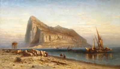 Robert Swain Gifford American 1840 1905 The Rock of Gibraltar Oil on Canvas