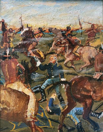 Robert Weaver General George Custer Battle of Little Big Horn in Expressionist Style