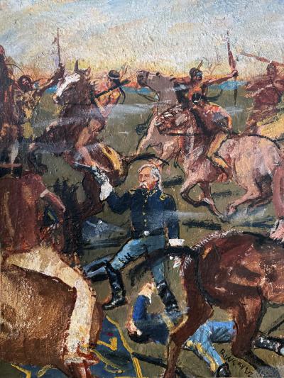 Robert Weaver General George Custer Battle of Little Big Horn in Expressionist Style