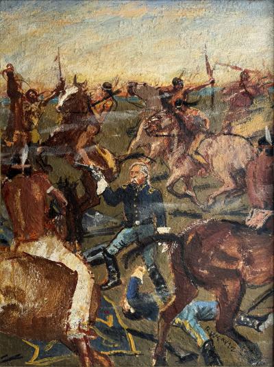 Robert Weaver General George Custer Battle of Little Big Horn in Expressionist Style