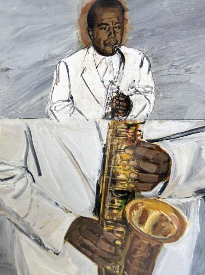 Robert Weaver Saxophone Jazz Musician Charlie Parker Record Album Cover Illustration