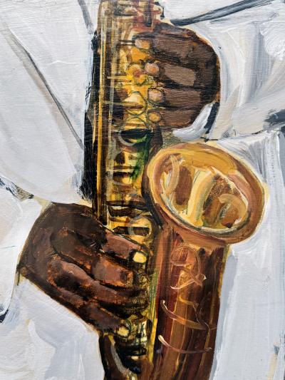 Robert Weaver Saxophone Jazz Musician Charlie Parker Record Album Cover Illustration