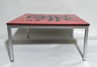 Robert and Jean Cloutier Coffee table in enamelled lava by Robert et Jean Cloutier France circa 1958