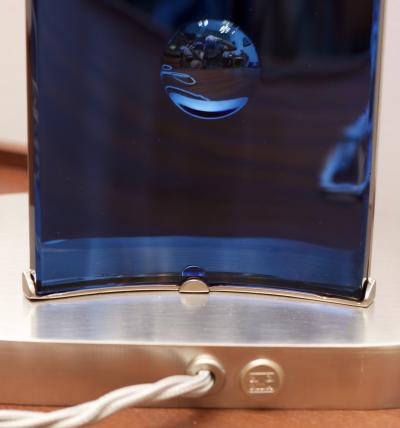 Roberto Giulio Rida Pair of Blue Glass Table Lamps designed by Roberto Giulio Rida Italy