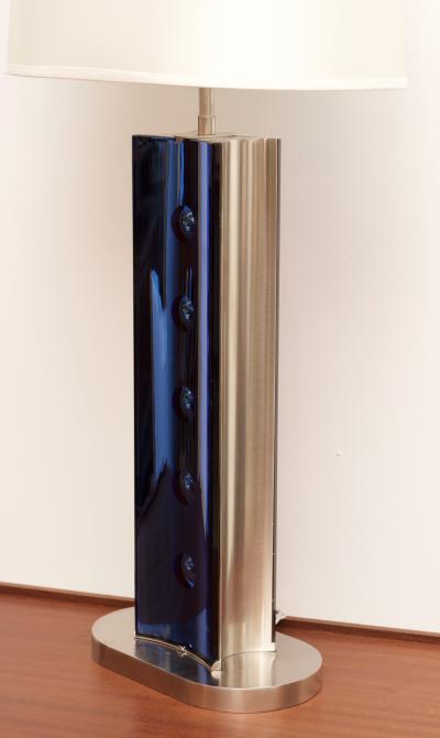 Roberto Giulio Rida Pair of Blue Glass Table Lamps designed by Roberto Giulio Rida Italy