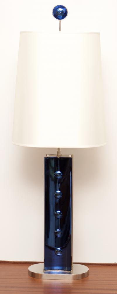 Roberto Giulio Rida Pair of Blue Glass Table Lamps designed by Roberto Giulio Rida Italy