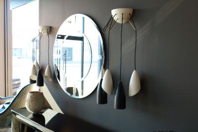 Roberto Giulio Rida Roberto Giulio Rida Five Arm Cone Sconces in Black and White with Brass Fittings