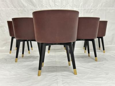 Roberto Lazzeroni Set of 6 Baxter Colette Chairs by Roberto Lazzeroni in Leather Brass