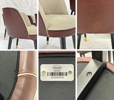 Roberto Lazzeroni Set of 6 Baxter Colette Chairs by Roberto Lazzeroni in Leather Brass