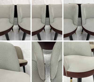 Roberto Lazzeroni Set of 6 Baxter Colette Chairs by Roberto Lazzeroni in Leather Brass