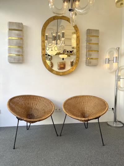 Roberto Mango Mid Century Modern Pair of Rattan Armchairs by Roberto Mango Italy 1950s