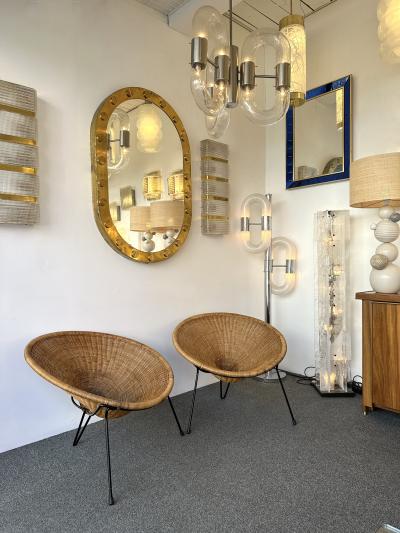 Roberto Mango Mid Century Modern Pair of Rattan Armchairs by Roberto Mango Italy 1950s