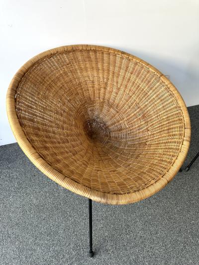 Roberto Mango Mid Century Modern Pair of Rattan Armchairs by Roberto Mango Italy 1950s