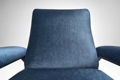 Roberto Menghi Roberto Menghi Hall Armchair for Arflex Upholstered in Blue Mohair Italy 1958