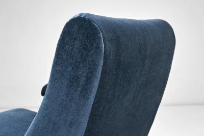 Roberto Menghi Roberto Menghi Hall Armchair for Arflex Upholstered in Blue Mohair Italy 1958