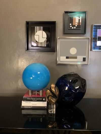 Roberto Menghi Roberto Menghi blue glass table lamp for Venini Italy 1968