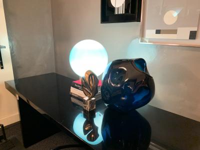 Roberto Menghi Roberto Menghi blue glass table lamp for Venini Italy 1968