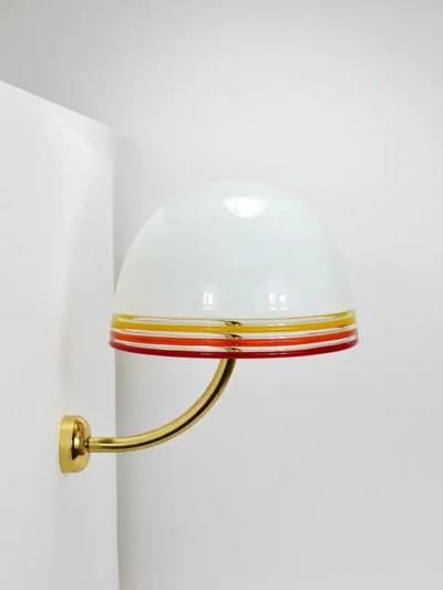 Roberto Pamio Roberto Pamio Febo Wall Lamps Sconces Brass Murano Glass Leucos Italy 1970s