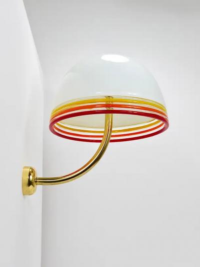 Roberto Pamio Roberto Pamio Febo Wall Lamps Sconces Brass Murano Glass Leucos Italy 1970s