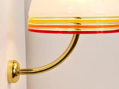 Roberto Pamio Roberto Pamio Febo Wall Lamps Sconces Brass Murano Glass Leucos Italy 1970s