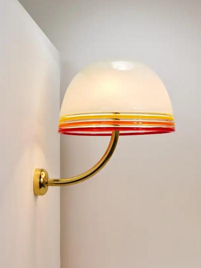 Roberto Pamio Roberto Pamio Febo Wall Lamps Sconces Brass Murano Glass Leucos Italy 1970s