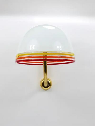 Roberto Pamio Roberto Pamio Febo Wall Lamps Sconces Brass Murano Glass Leucos Italy 1970s