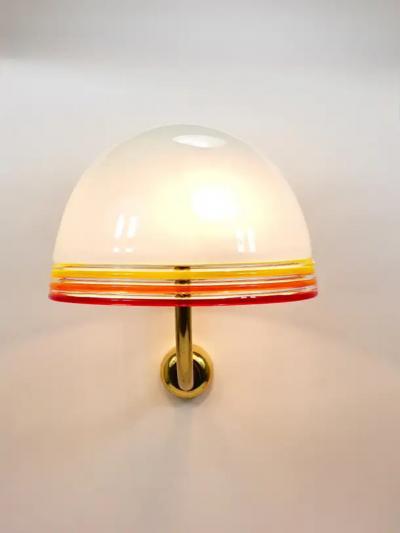 Roberto Pamio Roberto Pamio Febo Wall Lamps Sconces Brass Murano Glass Leucos Italy 1970s