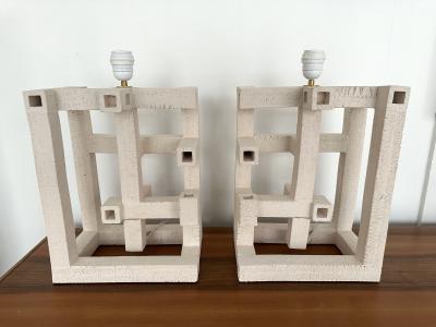Roberto Renzi Contemporary Pair of Labyrinth Ceramic Lamps by Roberto Renzi Italy