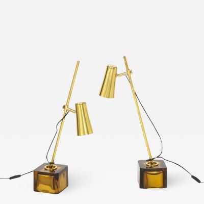 Roberto Rida Pair of Up and Down Seguso Table Lamps by Roberto Giulio Rida