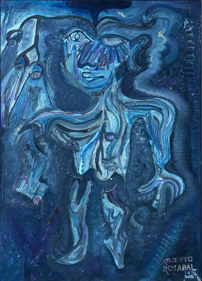 Roberto Rosabal Abstract Figurative Painting by Roberto Rosabal Cuban American Artist