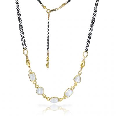Robindira Unsworth Robindira Unsworth Five Moonstone Curved Bar Drop Necklace