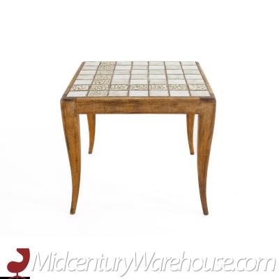 Robsjohn Gibbings Style Mid Century Tile Top Side Table