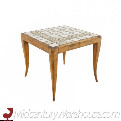 Robsjohn Gibbings Style Mid Century Tile Top Side Table