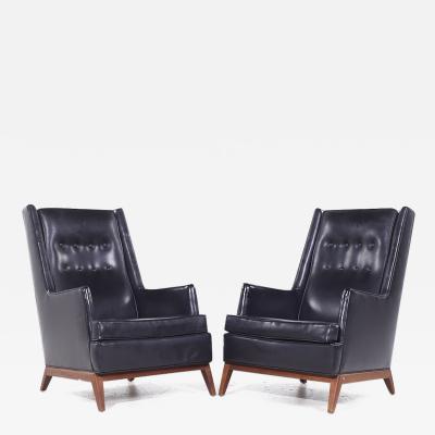 Robsjohn Gibbins Robsjohn Gibbings for Widdicomb Mid Century Walnut Highback Lounge Chair Pair