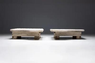 Robust Farm Stone Coffee Tables Italy 19th Century