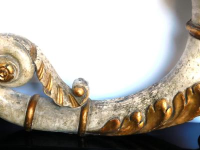 Robust Italian Neoclassical Ivory Painted and Parcel gilt Candle Holder