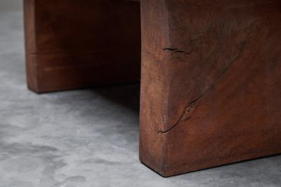 Robust Wabi Sabi Coffee Table in Solid Wood 1960s