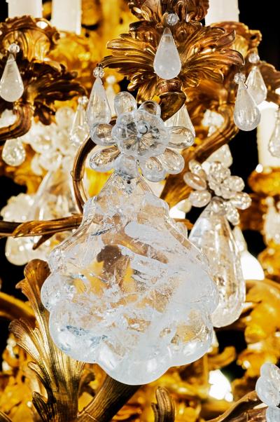 Rock Crystal And Bronze Rocaille Style Chandelier