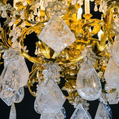 Rock Crystal And Bronze Rocaille Style Chandelier
