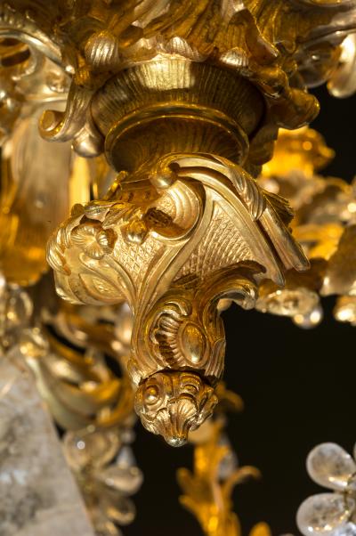 Rock Crystal And Bronze Rocaille Style Chandelier