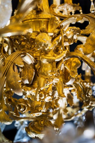 Rock Crystal And Bronze Rocaille Style Chandelier