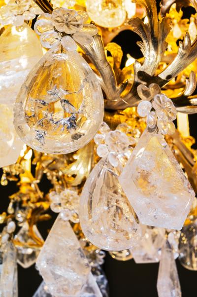Rock Crystal And Bronze Rocaille Style Chandelier