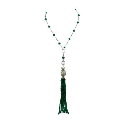 Rock Crystal Emerald Diamond Tassel